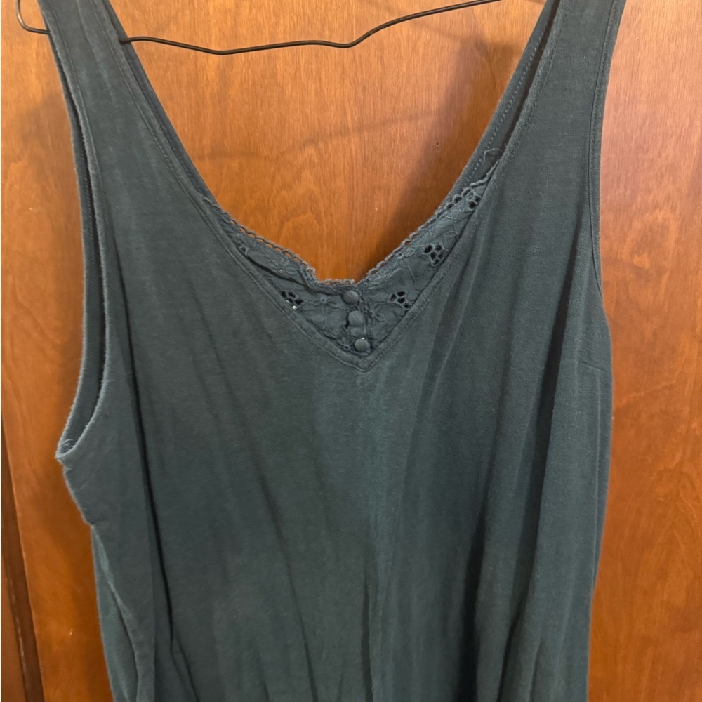 Deep Green Lace Trim Top